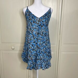 TOPSHOP Women's Casual Blue Romper in Grunge Floral Print Size 8